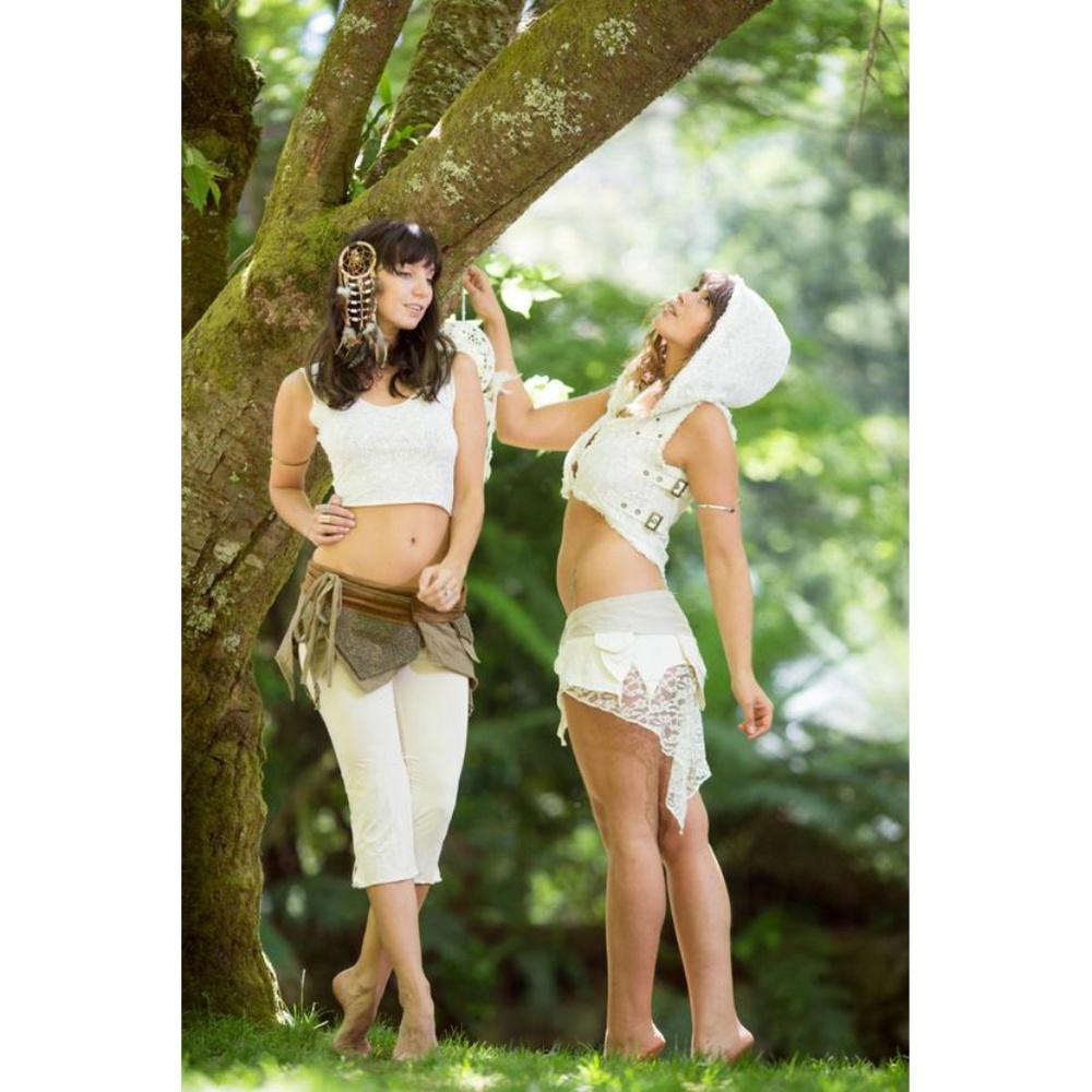 Maya Vest White Festival Clothing Gypsy Hoodie
